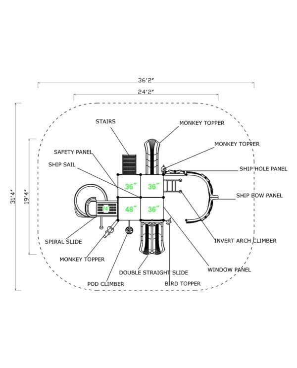 A drawing of the parts of a faucet.