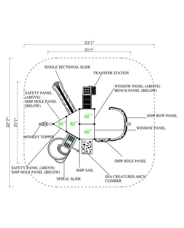 A drawing of the parts of an antenna.