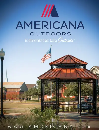 A gazebo with an american flag on top of it.