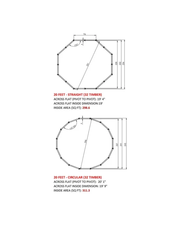 A drawing of two different sizes of octagonal shapes.