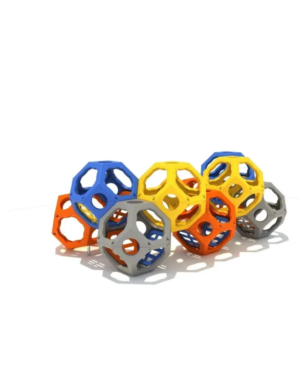 A group of six different colored balls.