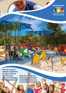 A playground with many different types of play equipment.