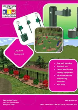 A dog park with various types of equipment.