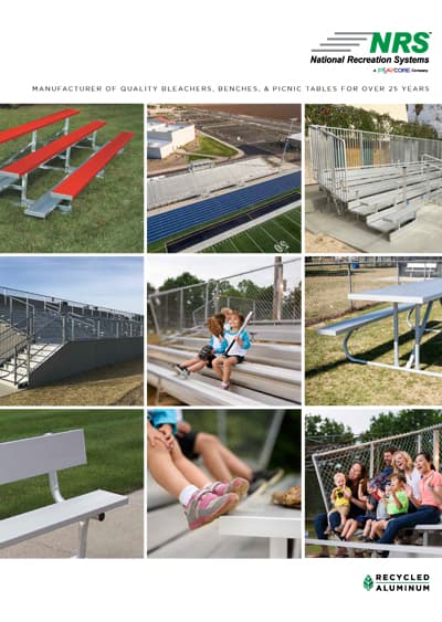 A series of photos showing different types of bleachers.