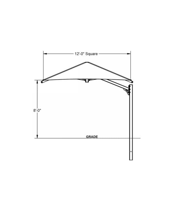 12' Square Cantilever Umbrella | Shade Structure - Image 2