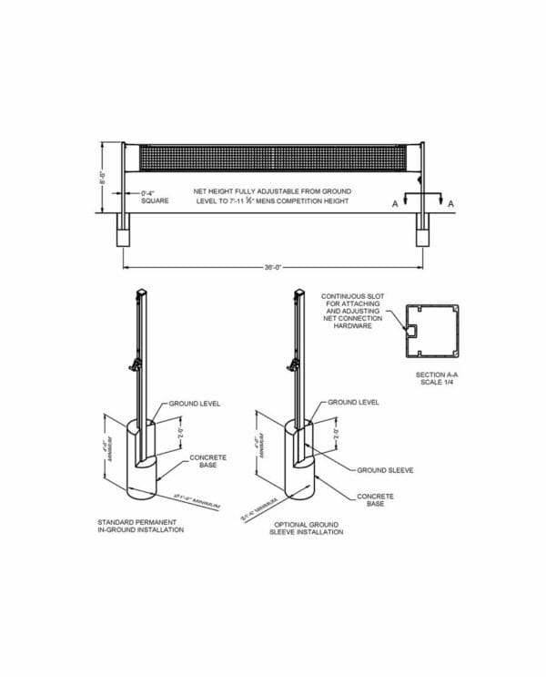 4" Square Outdoor Volleyball Standards | Sports Equipment - Image 2