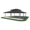 Double roof pavilion with grassy base.