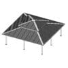 Line drawing of a gazebo with a hip roof.
