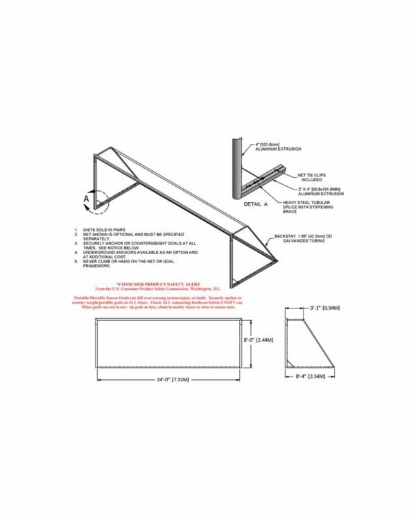 8' x 24' Touchline Match Play Soccer Goals | Sports Equipment - Image 3