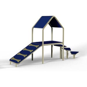Dog agility ramp and play structure.