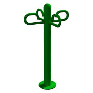 Green outdoor fitness pull-up station.
