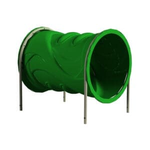 Green playground tunnel for kids.