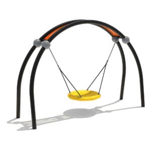 Yellow disc swing playground equipment.