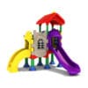 Colorful kids' playset with slides.