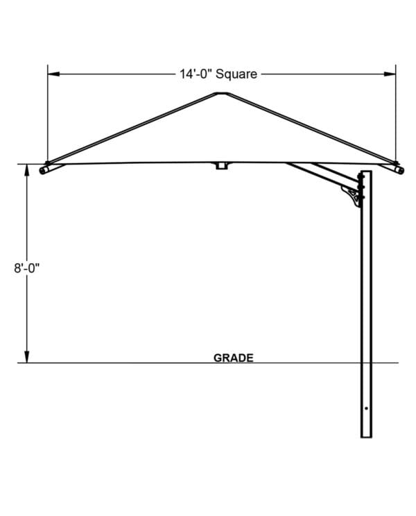 14' Square Cantilever Umbrella | Shade Structure - Image 2