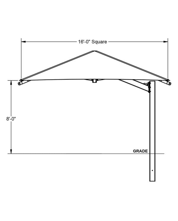 16' Square Cantilever Umbrella | Shade Structure - Image 2