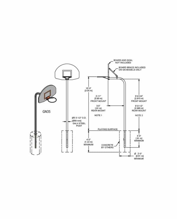 Economy Outdoor Gooseneck Basketball System w/ Aluminum Backboard | Sports Equipment - Image 4