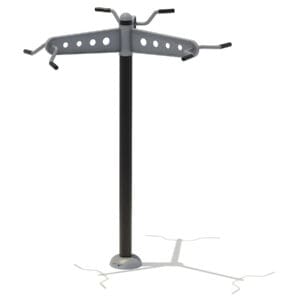 Outdoor fitness equipment with multiple handles.