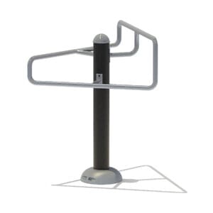 Outdoor fitness equipment: torso rotation.