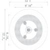 Round table top view, dimensions included.