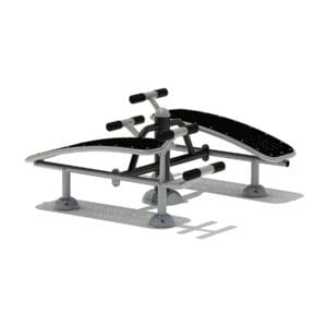 Outdoor fitness equipment: dual bench press.