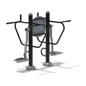 Outdoor fitness equipment, upper and lower body workout.