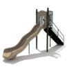 Beige playground wave slide with stairs.