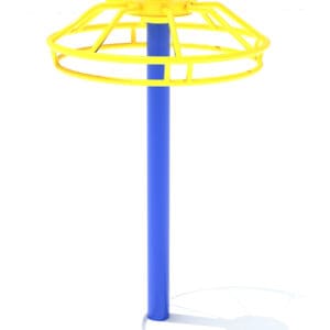 Yellow and blue playground spinner.