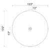 13" diameter ceiling light fixture diagram.