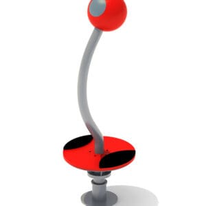 Red playground spinner with grey pole.
