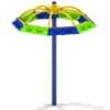 Colorful playground umbrella spinner.
