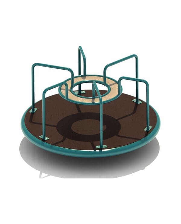 Here's an alt tag for the image: Round playground merry-go-round spin.