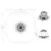 Here's an alt tag for the image: Technical drawing: flower-shaped light fixture.