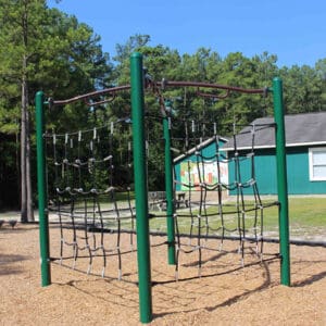 Kids' playground climbing frame with nets.