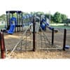 Playground climbing frame with net.