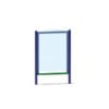 Here's an alt tag for the image: Outdoor framed notice board with shelf.