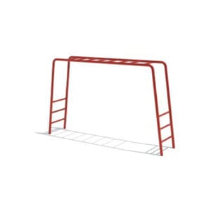 Red metal climbing ladder playground.