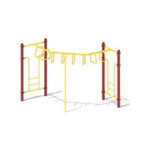 Here's an alt tag for the image: Monkey bars playground equipment.