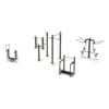 Outdoor fitness equipment: various stations.