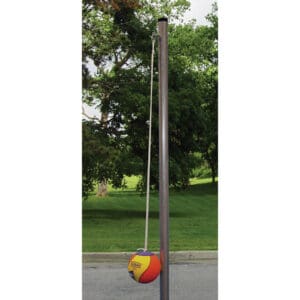 Tetherball pole with ball ready to play.
