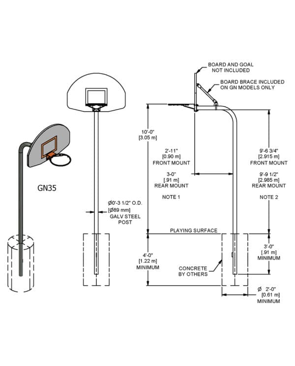 Economy Outdoor Gooseneck Basketball System w/ Steel Backboard | Sports Equipment - Image 4