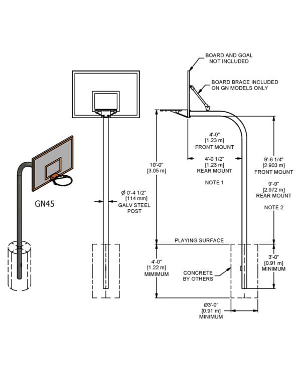 Standard-Duty Outdoor Gooseneck Basketball System w/ Steel Fan-Shaped Backboard | Sports Equipment - Image 4