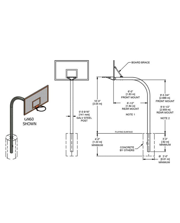 Heavy-Duty Outdoor Gooseneck Basketball System - 60" Steel Backboard | Sports Equipment - Image 4