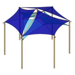 Blue shade sail structure design.