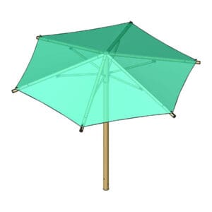 Green shade umbrella, outdoor design.