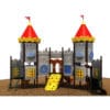 Castle-themed playground with slides and towers.