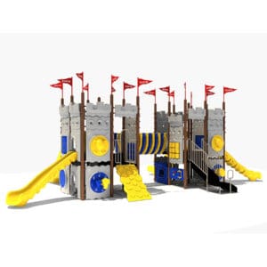 Castle-themed playground with slides.