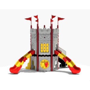 Castle-themed playground with slides.