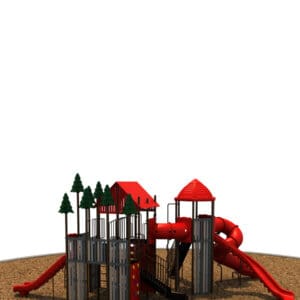 Children's playground with slides and towers.