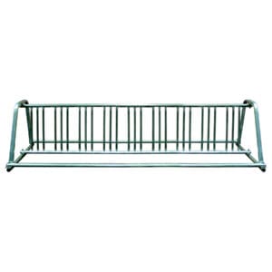 Metal bike rack for multiple bicycles.